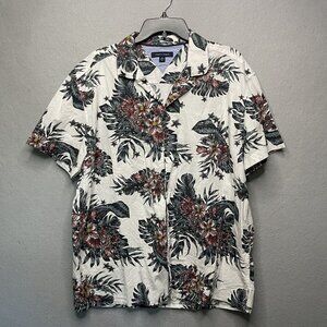 Tommy Hilfiger Mens Custom Fit Tropical Print Short Sleeve Causal Shirt XL